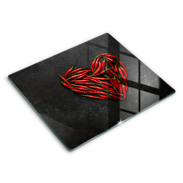 Főzőlap védő üveglap 60x52 cm Szív chili paprika