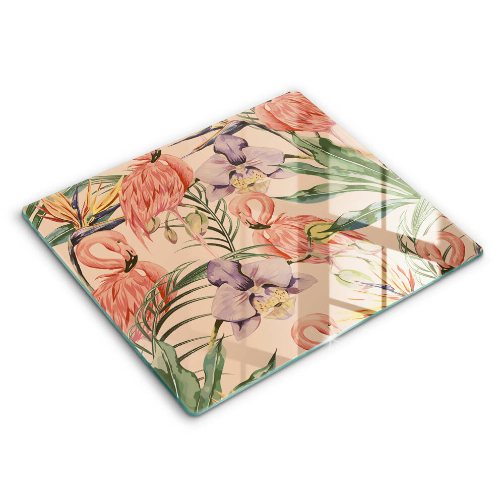 Főzőlap védő üveglap 60x52 cm Illusztráció flamingókkal