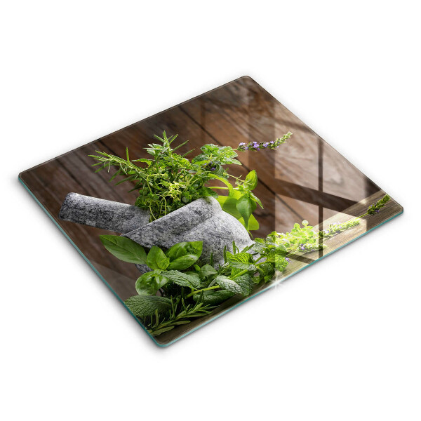 Főzőlap védő üveglap 60x52 cm Növények gyógynövények és fa