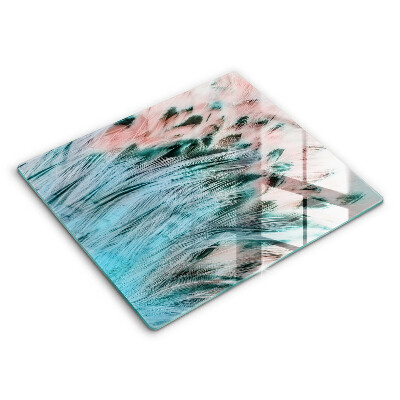 Főzőlap védő üveglap 60x52 cm Boho madártollak