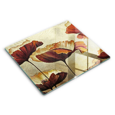 Főzőlap védő üveglap 60x52 cm Festett boho virágok