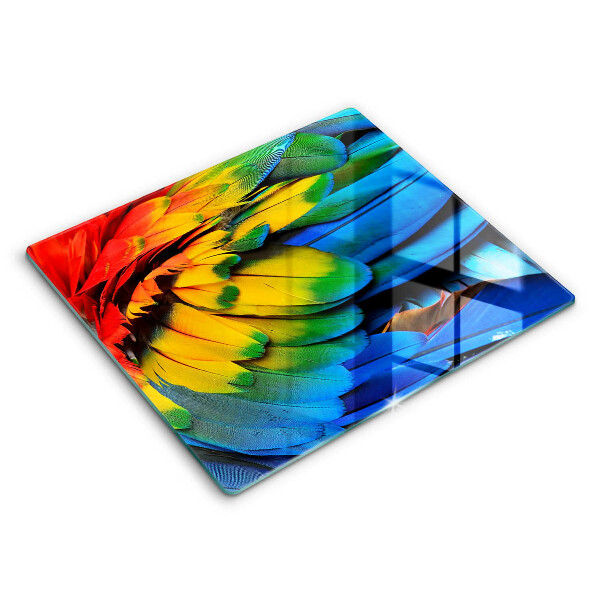 Főzőlap védő üveglap 60x52 cm Színes papagájtollak