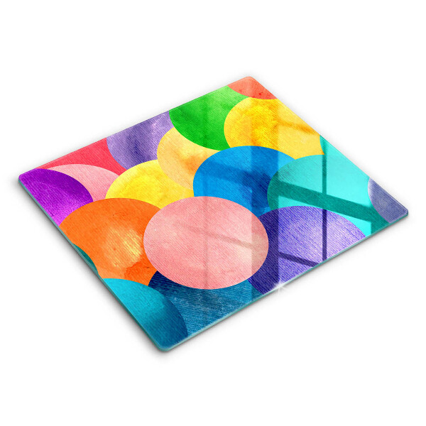 Főzőlap védő üveglap 60x52 cm Színes körök