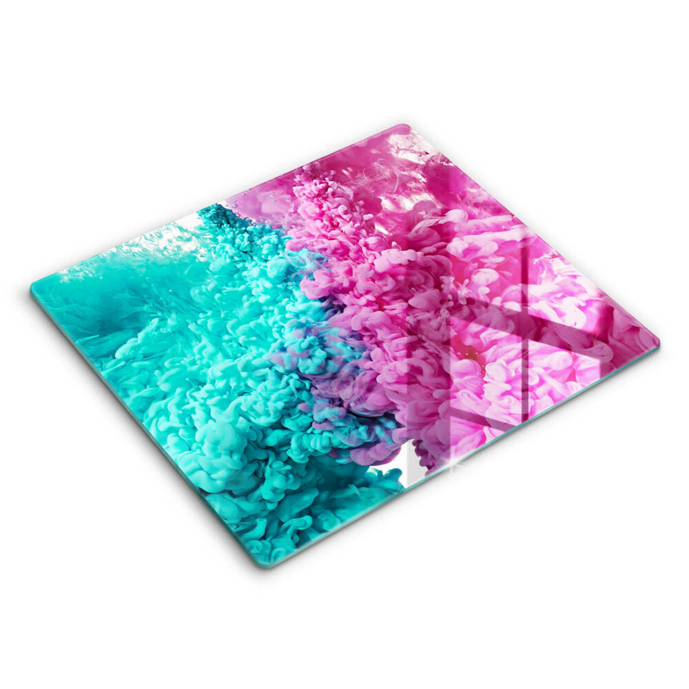 Főzőlap védő üveglap 60x52 cm Türkiz és rózsaszín füst
