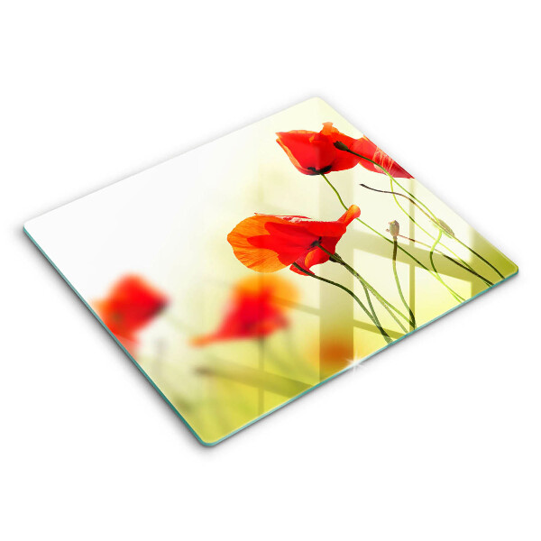 Főzőlap védő üveglap 60x52 cm Piros pipacs virágok