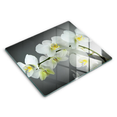 Főzőlap védő üveglap 60x52 cm Virágok fehér orchidea