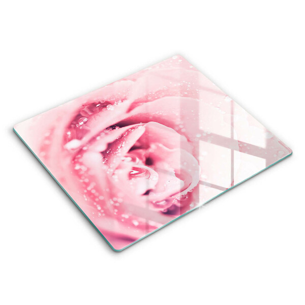 Főzőlap védő üveglap 60x52 cm Harmatcseppek és rózsa virág