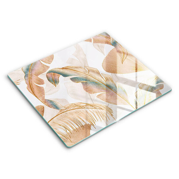 Főzőlap védő üveglap 60x52 cm Boho tollak és levelek
