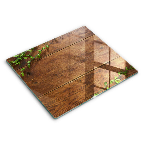 Főzőlap védő üveglap 60x52 cm Fadeszkák és levelek