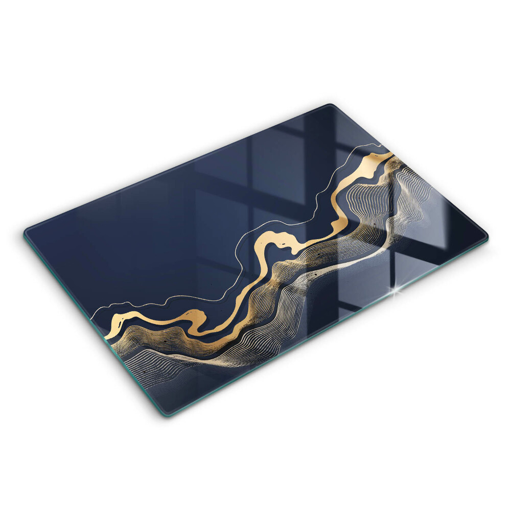 Üveg tűzhelyvédő 80x52 cm Absztrakt arany vonalak