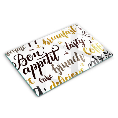 Üveg tűzhelyvédő 80x52 cm Jó étvágyat felirat