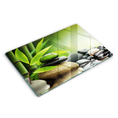 Üveg tűzhelyvédő 80x52 cm Zen bambuszkövek