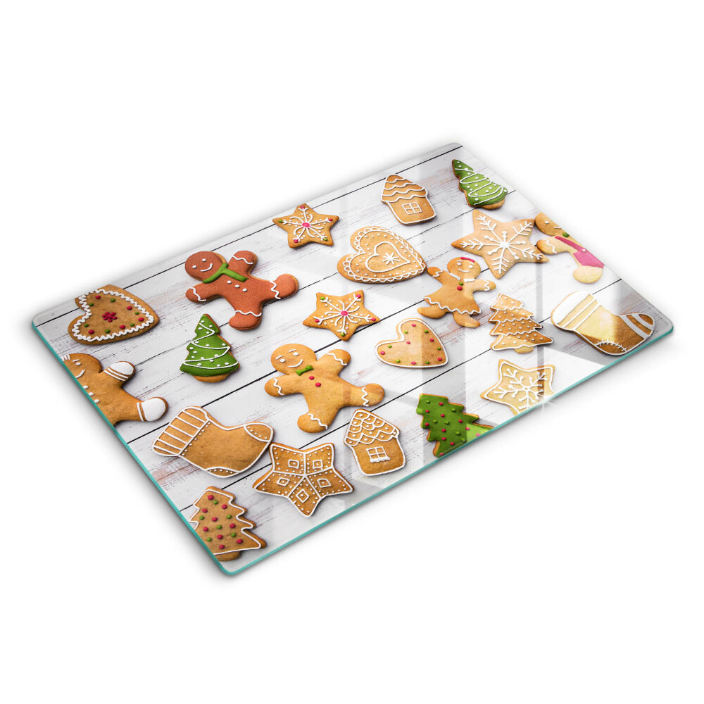 Üveg tűzhelyvédő 80x52 cm Karácsonyi mézeskalács