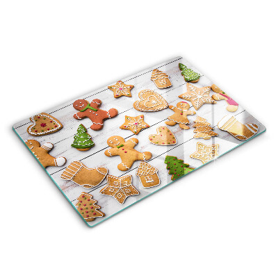 Üveg tűzhelyvédő 80x52 cm Karácsonyi mézeskalács