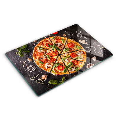 Üveg tűzhelyvédő 80x52 cm Gombás pizza