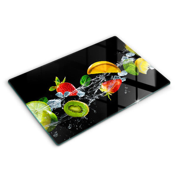Üveg tűzhelyvédő 80x52 cm Gyümölcs vízben