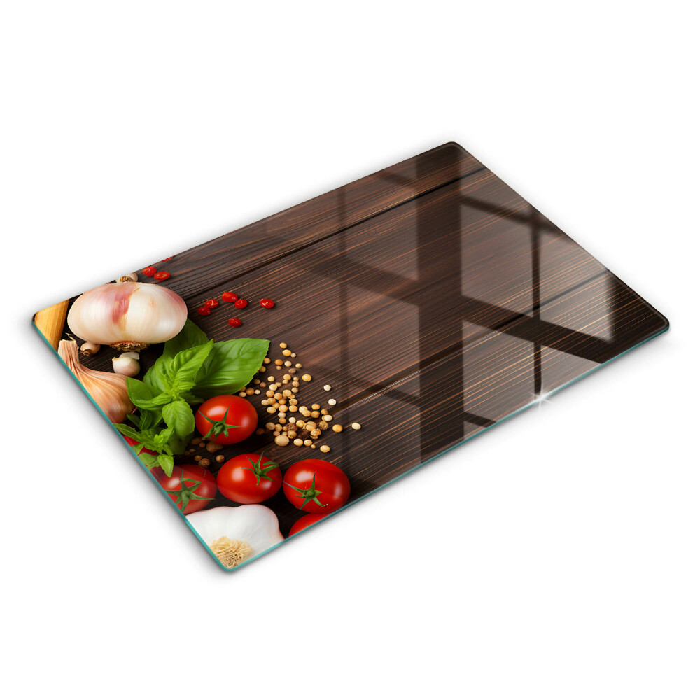 Üveg tűzhelyvédő 80x52 cm Zöldségek az asztalon