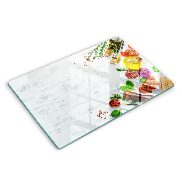 Üveg tűzhelyvédő 80x52 cm Zöldségek és fűszerek