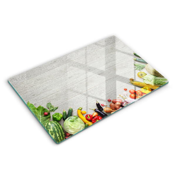 Üveg tűzhelyvédő 80x52 cm Zöldségek a borítókon