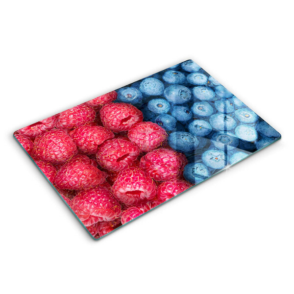 Üveg tűzhelyvédő 80x52 cm Málna és áfonya gyümölcs