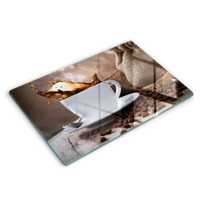 Üveg tűzhelyvédő 80x52 cm Csésze és kávébab