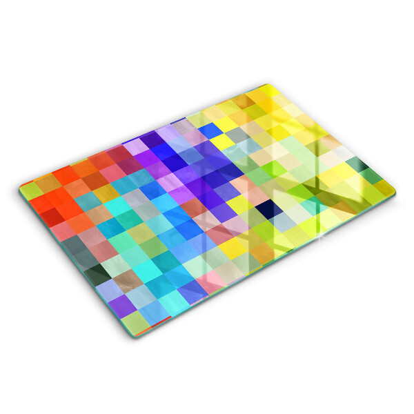 Üveg tűzhelyvédő 80x52 cm Színes pixel négyzetek