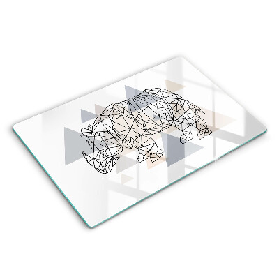 Üveg tűzhelyvédő 80x52 cm Line-art orrszarvú