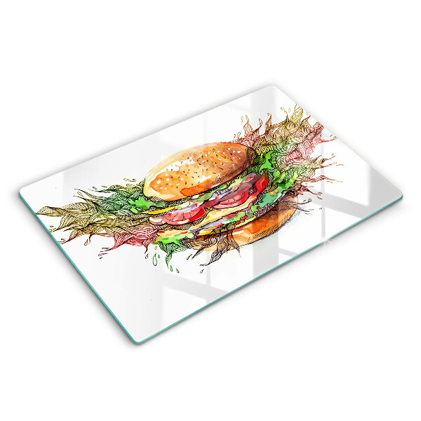 Üveg tűzhelyvédő 80x52 cm Hamburger rajz