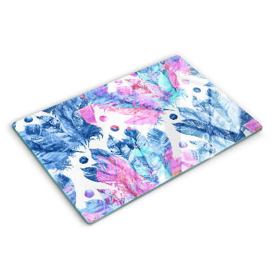 Üveg tűzhelyvédő 80x52 cm Boho tollak illusztrációja