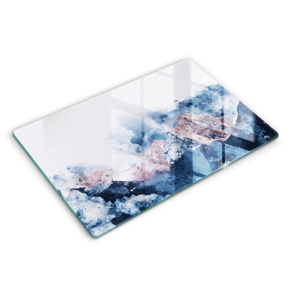 Üveg tűzhelyvédő 80x52 cm Absztrakt festett hegyek