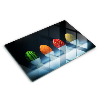 Üveg tűzhelyvédő 80x52 cm Absztrakt gyümölcs tojás