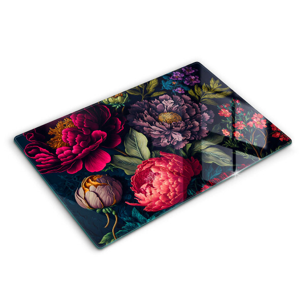 Üveg tűzhelyvédő 80x52 cm Gyönyörű virágok