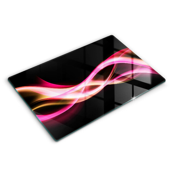 Üveg tűzhelyvédő 80x52 cm Absztrakt neon füst