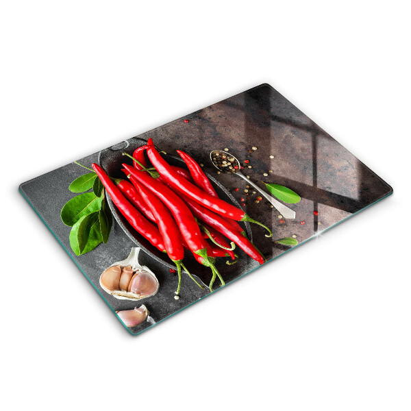 Üveg tűzhelyvédő 80x52 cm Piros chilipaprika