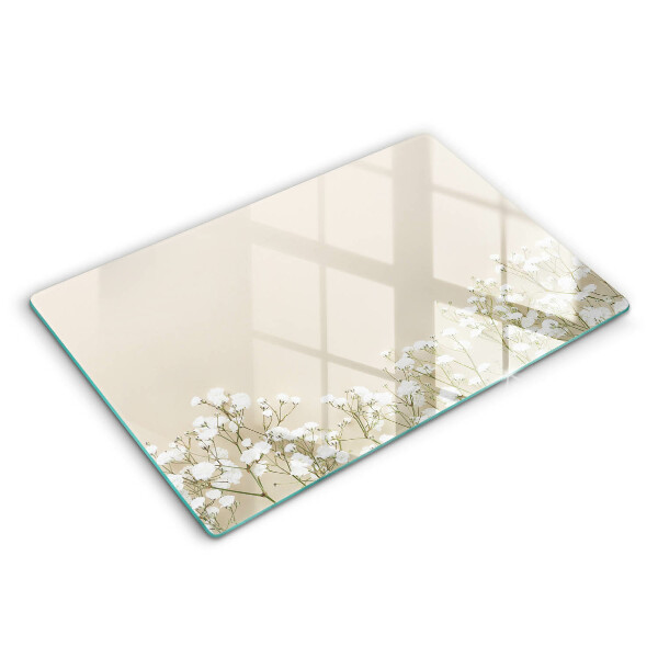Üveg tűzhelyvédő 80x52 cm Gypsophila boho virágok