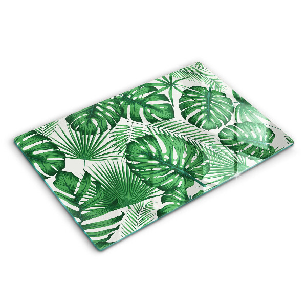 Üveg tűzhelyvédő 80x52 cm Monstera levelek