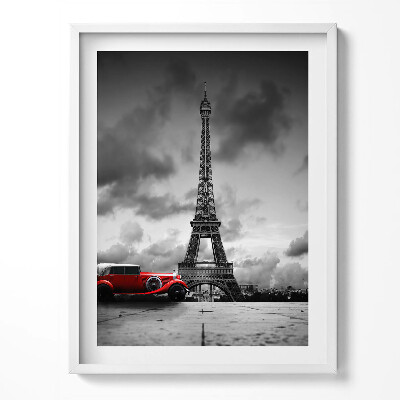 Keretezett kép Eiffel-torony és piros autó