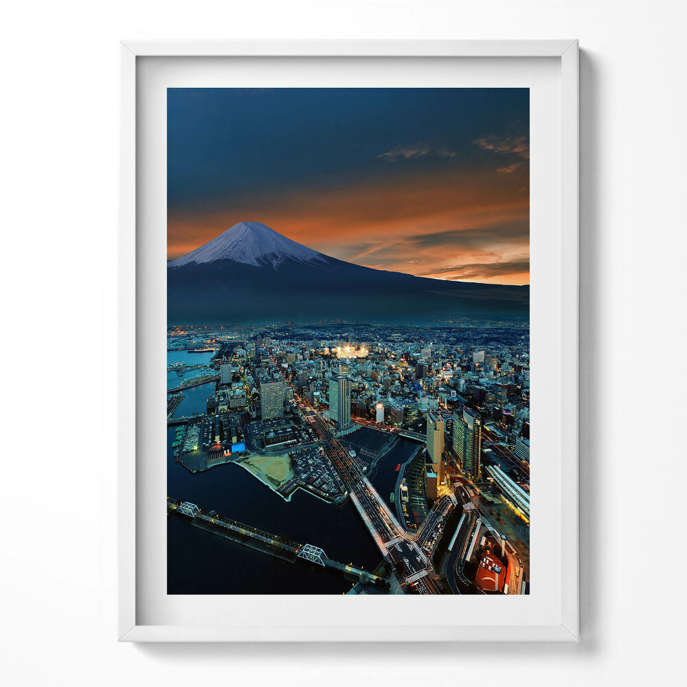 Kép keretben Tokió és a Fuji-hegy látképe