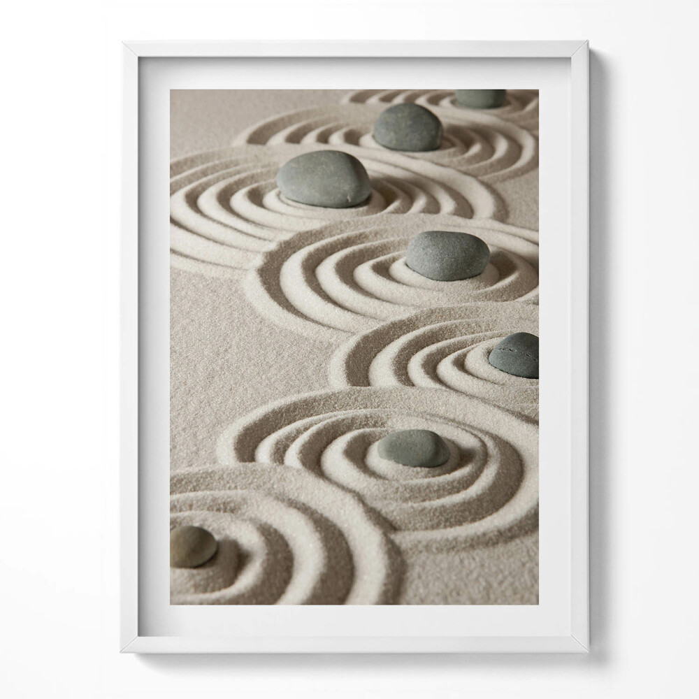 Kép keretben Zen - kövek homokkörökön