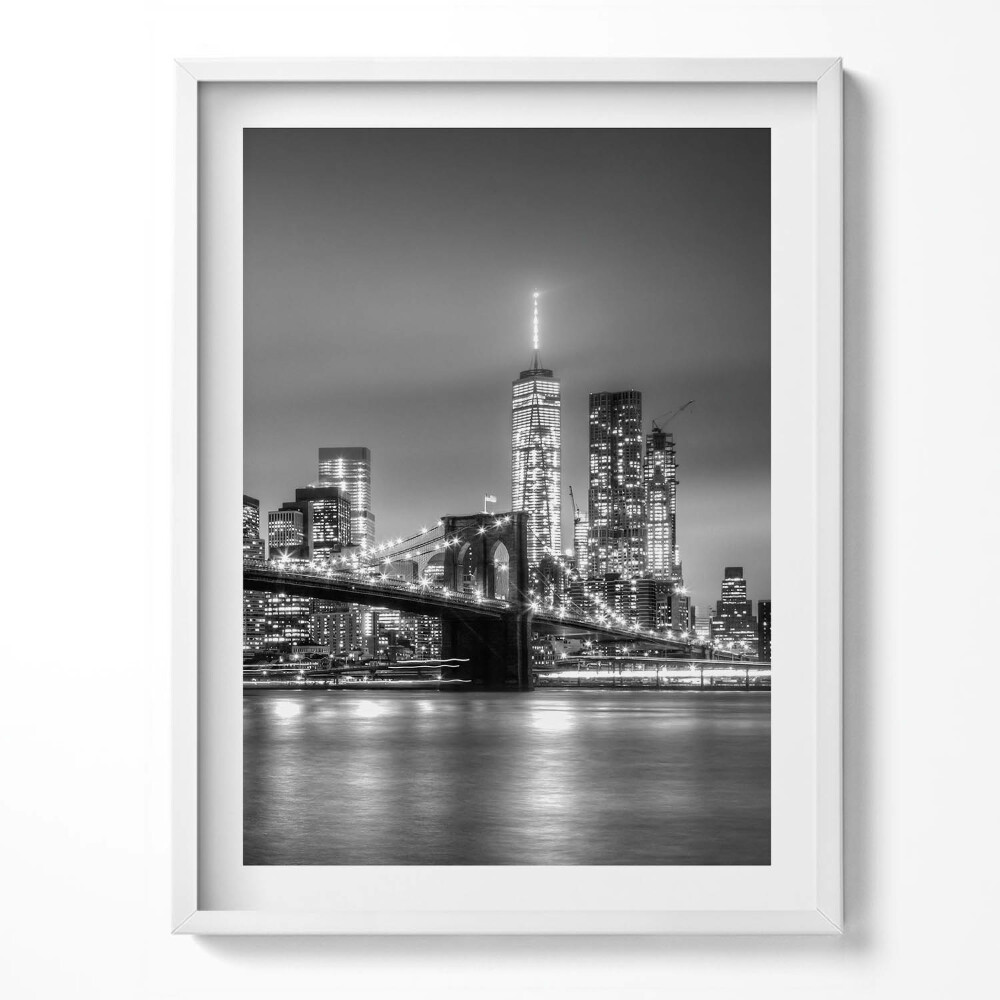 Keretezett kép New York Brooklyn Bridge éjszaka