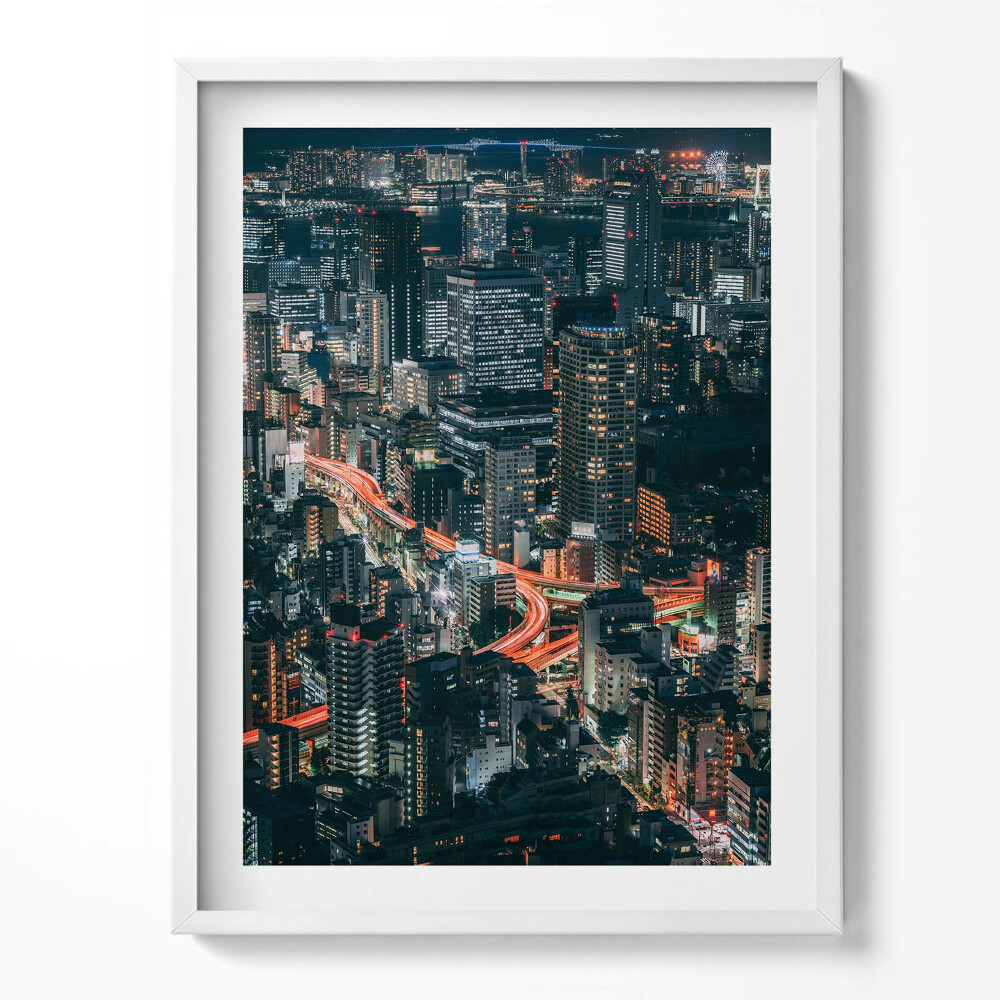 Keretezett kép Város éjszaka madártávlatból