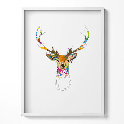 Kép keretben Illusztráció egy színes szarvasfejről