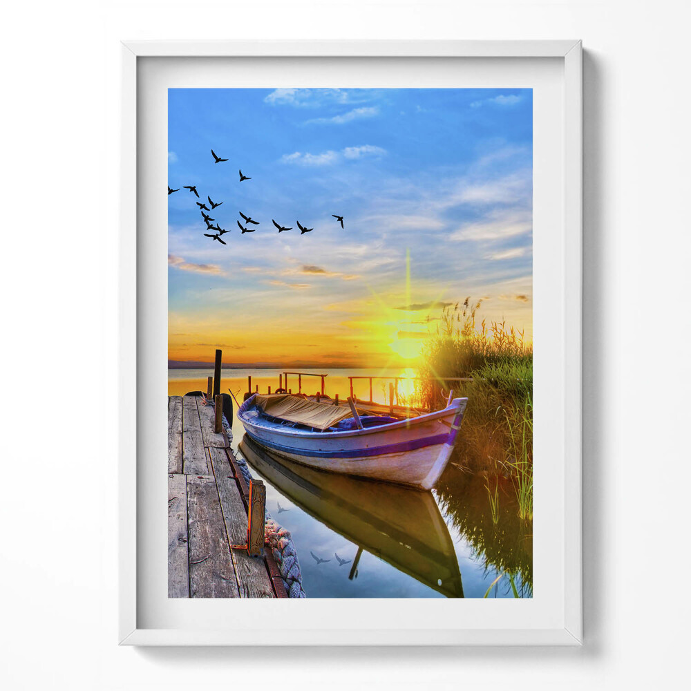 Kép keretben Tó látványa és naplemente