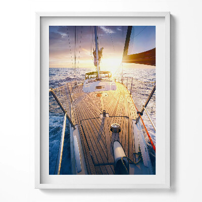 Kép keretben Naplemente egy vitorlás fedélzetén