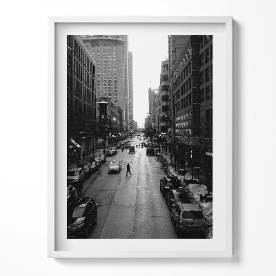 Keretezett kép Chicagó fekete-fehér utcái Finom fehér ló Portré egy szépséges nővel a virággal Fekete-fehér chicagói utcák chicago fehér utcái