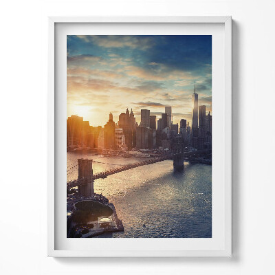 Kép keretben New York Manhattan és naplemente