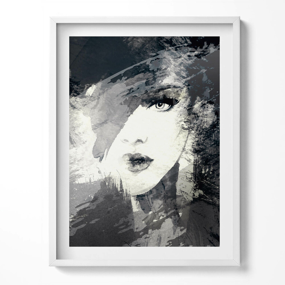 Keretezett kép Nő akvarell stílusban