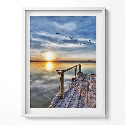 Kép keretben Tó naplemente