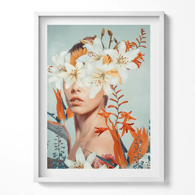Keretezett kép Absztrakt nő virágokkal