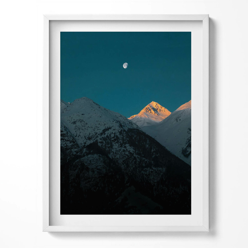 Kép keretben Naplemente a hegyekben